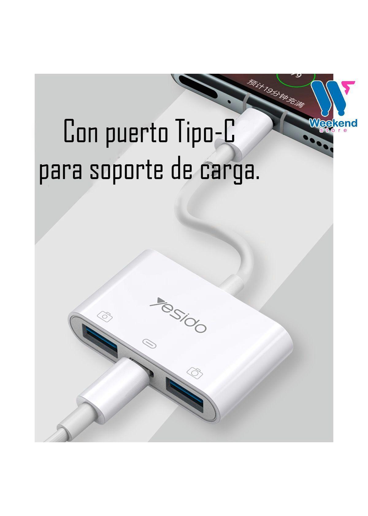 Adaptador 3 En 1 Otg Yesido Gs17 2 Entradas Usb 1 Tipo C-2