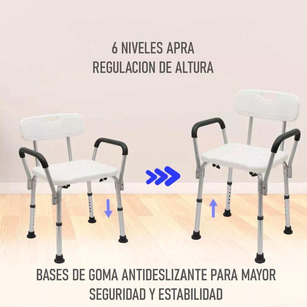 Silla De Ducha Para Baño Con Apoya Brazos Respaldo Portatil 401A-4