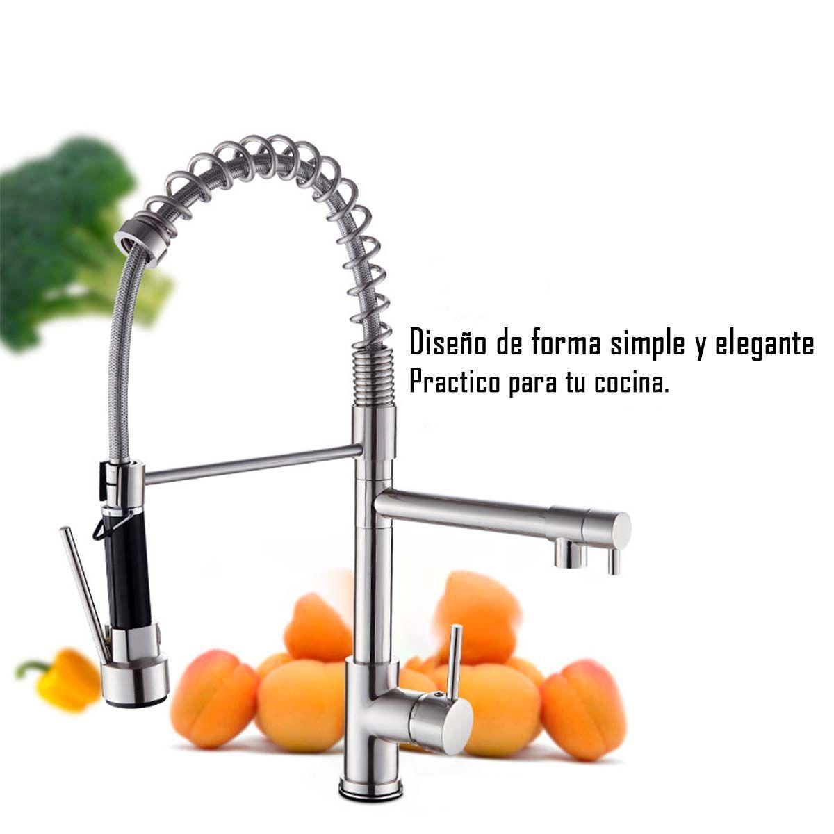 Llave Grifería Lavaplatos Doble Cuello Cisne Flexible Cocina Tap01 Plateado-3