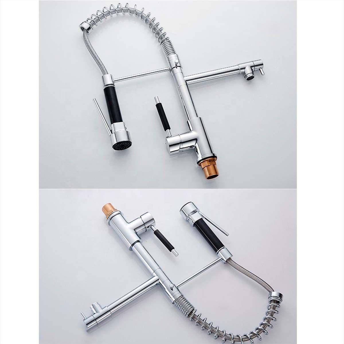 Llave Grifería Lavaplatos Doble Cuello Cisne Flexible Cocina Tap01 Plateado-4