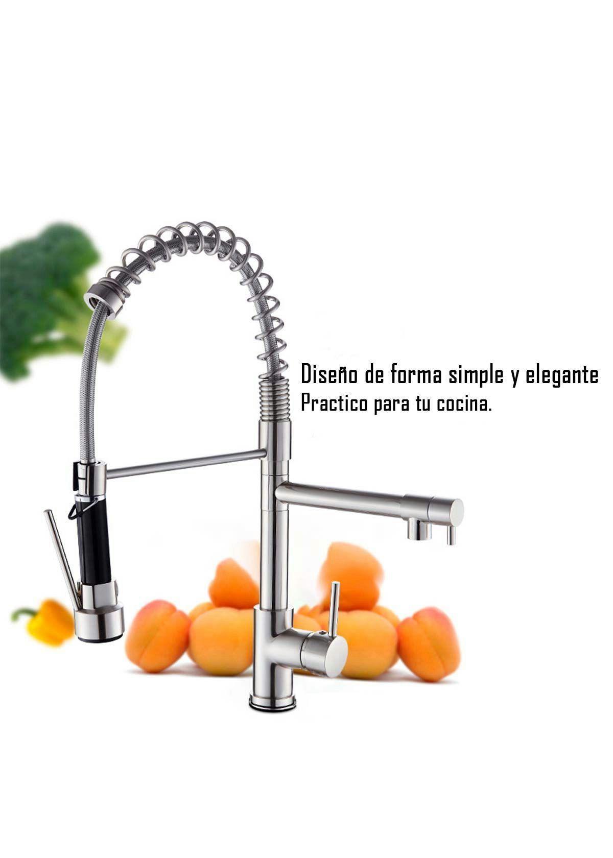 Llave Grifería Lavaplatos Doble Cuello Cisne Flexible Cocina Tap01 Plateado-3