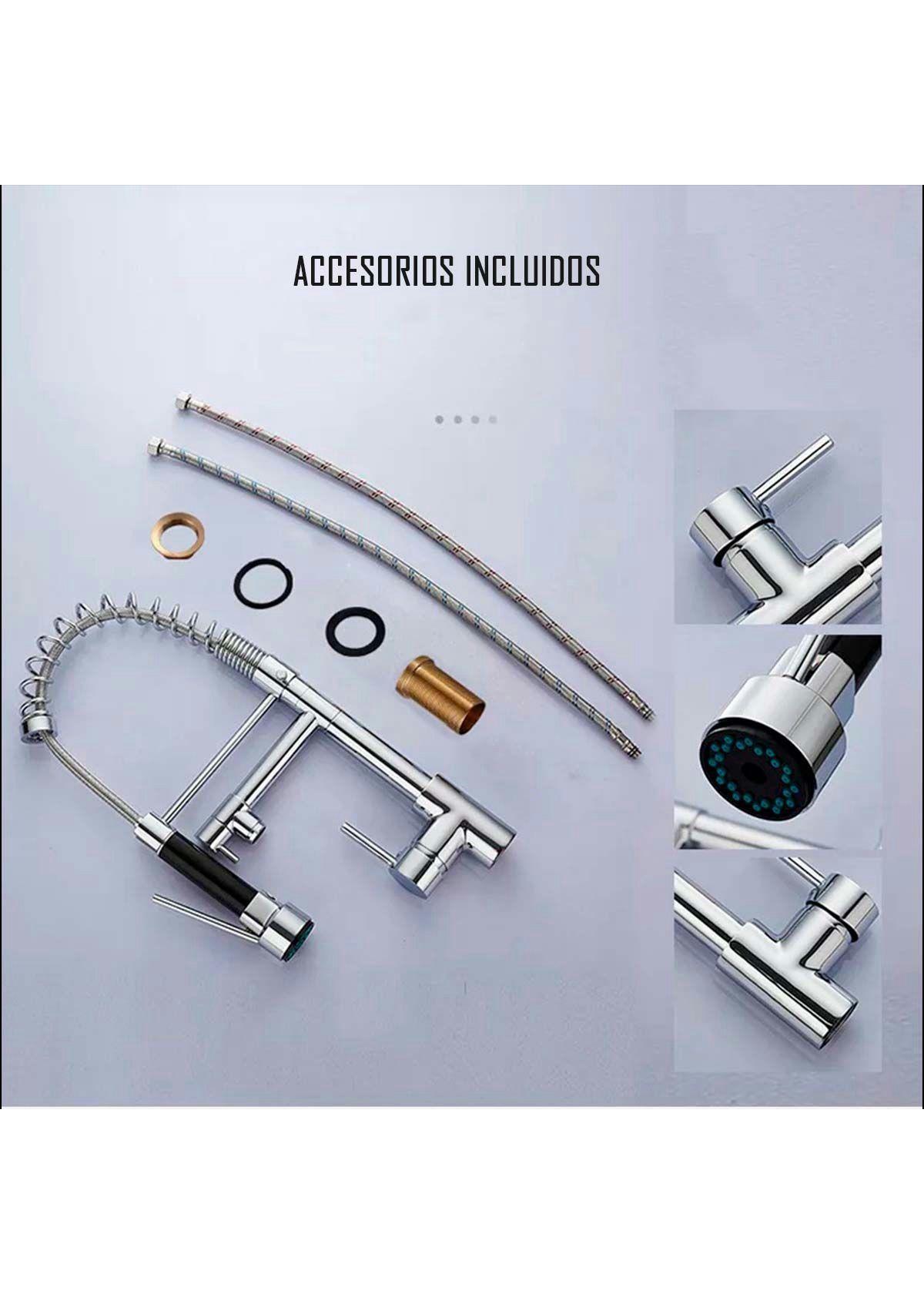 Llave Grifería Lavaplatos Doble Cuello Cisne Flexible Cocina Tap01 Plateado-5