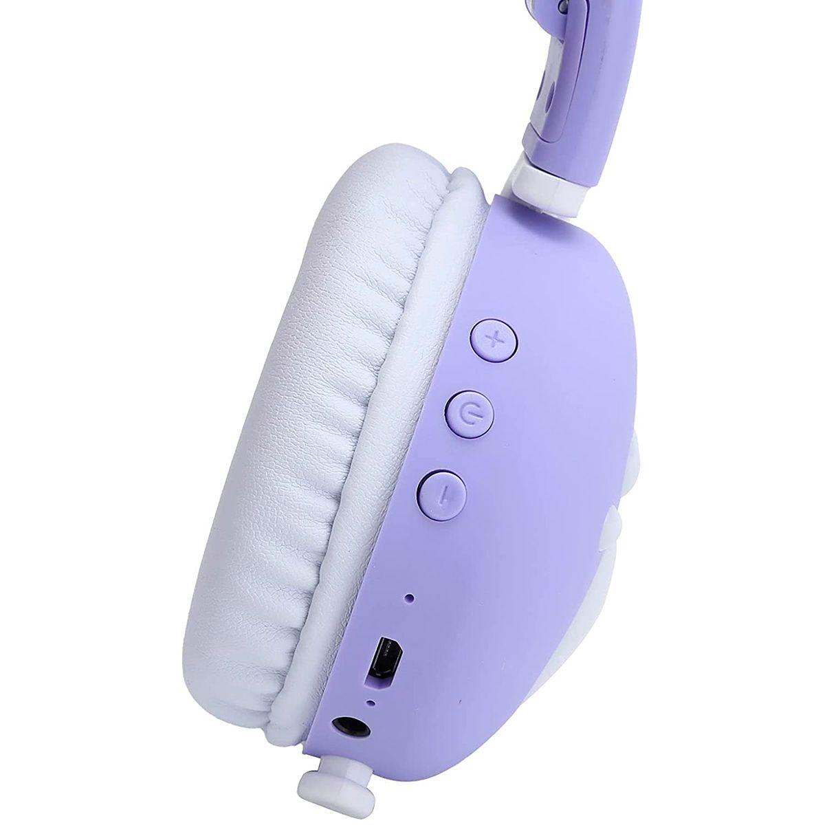Audifonos Bluetooth Inalámbrico Niños Lila Led Gato-2