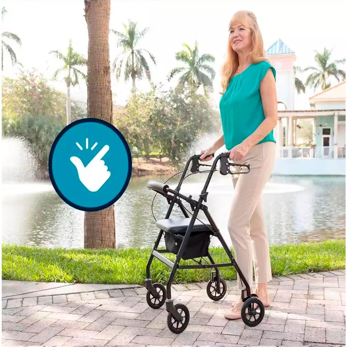 Andador Burrito Plegable 4 Ruedas Con Asiento Y Bolso 4002A-2