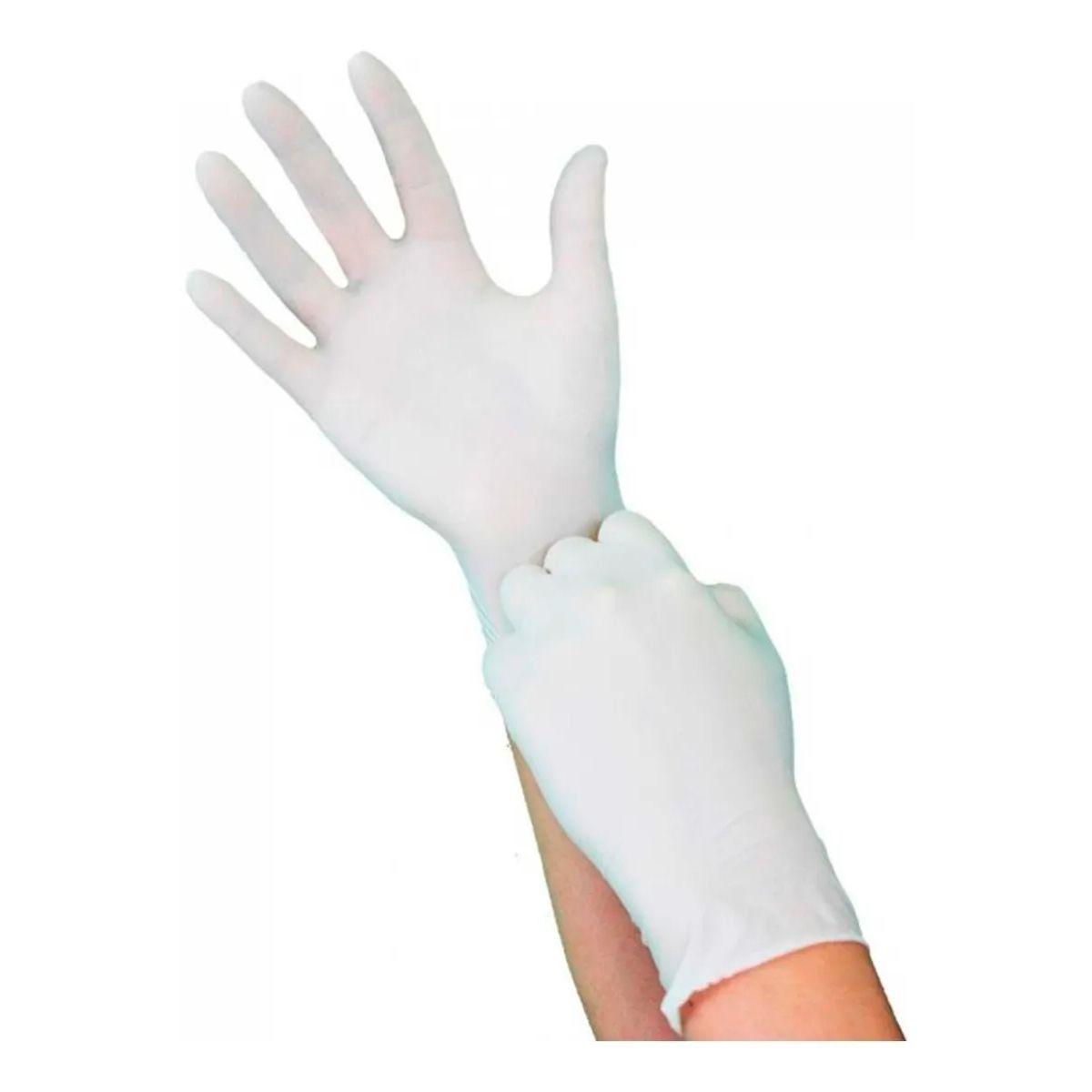 Guantes Tresor Examinación Color Blanco Talla M Látex 100und-2