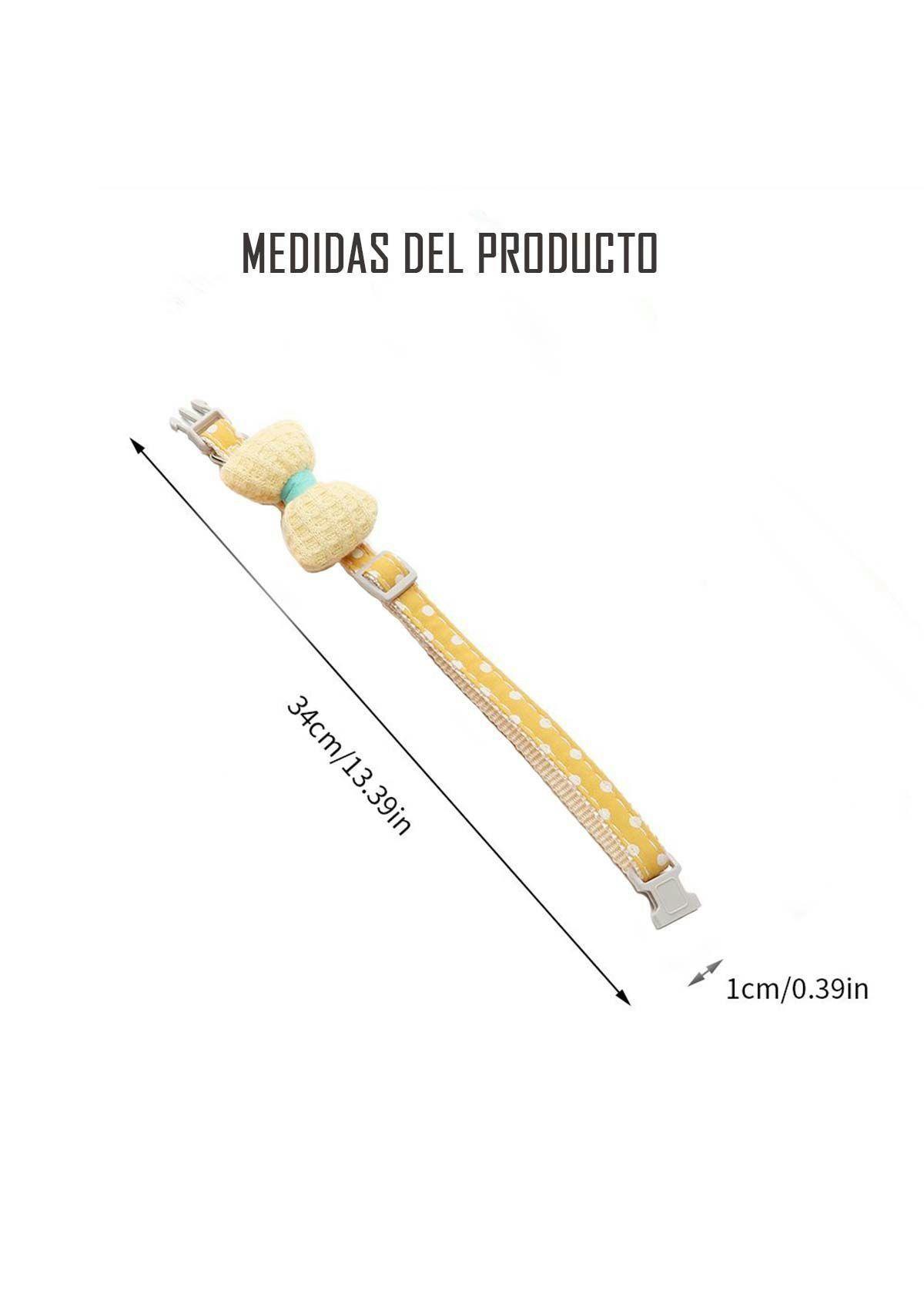 Collar De Algodon Lazo Para Mascotas Pequeñas Gato Amarillo-1