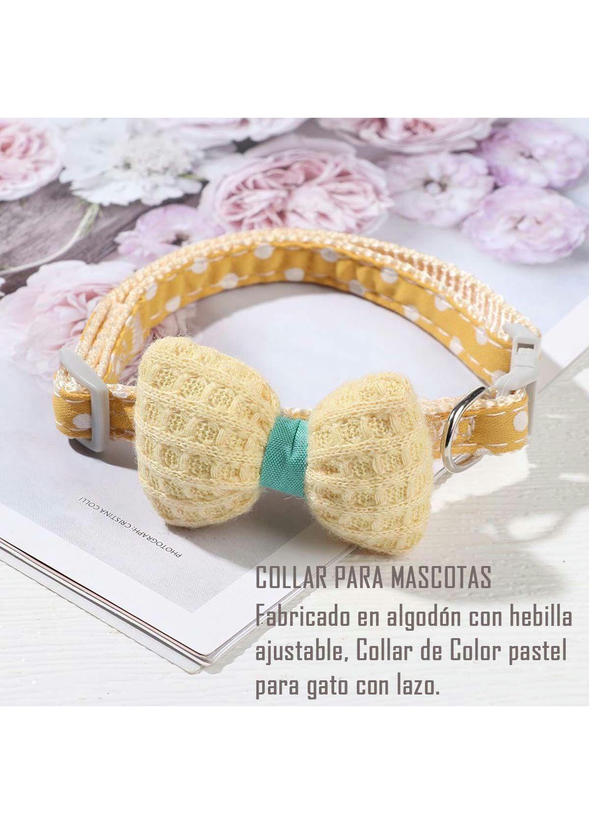 Collar De Algodon Lazo Para Mascotas Pequeñas Gato Amarillo-2
