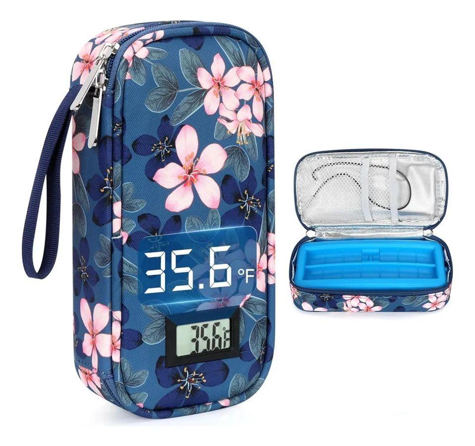 Bolso Estuche Para Viaje Porta Insulina Cooler Medicamento Flores Magnolia-5