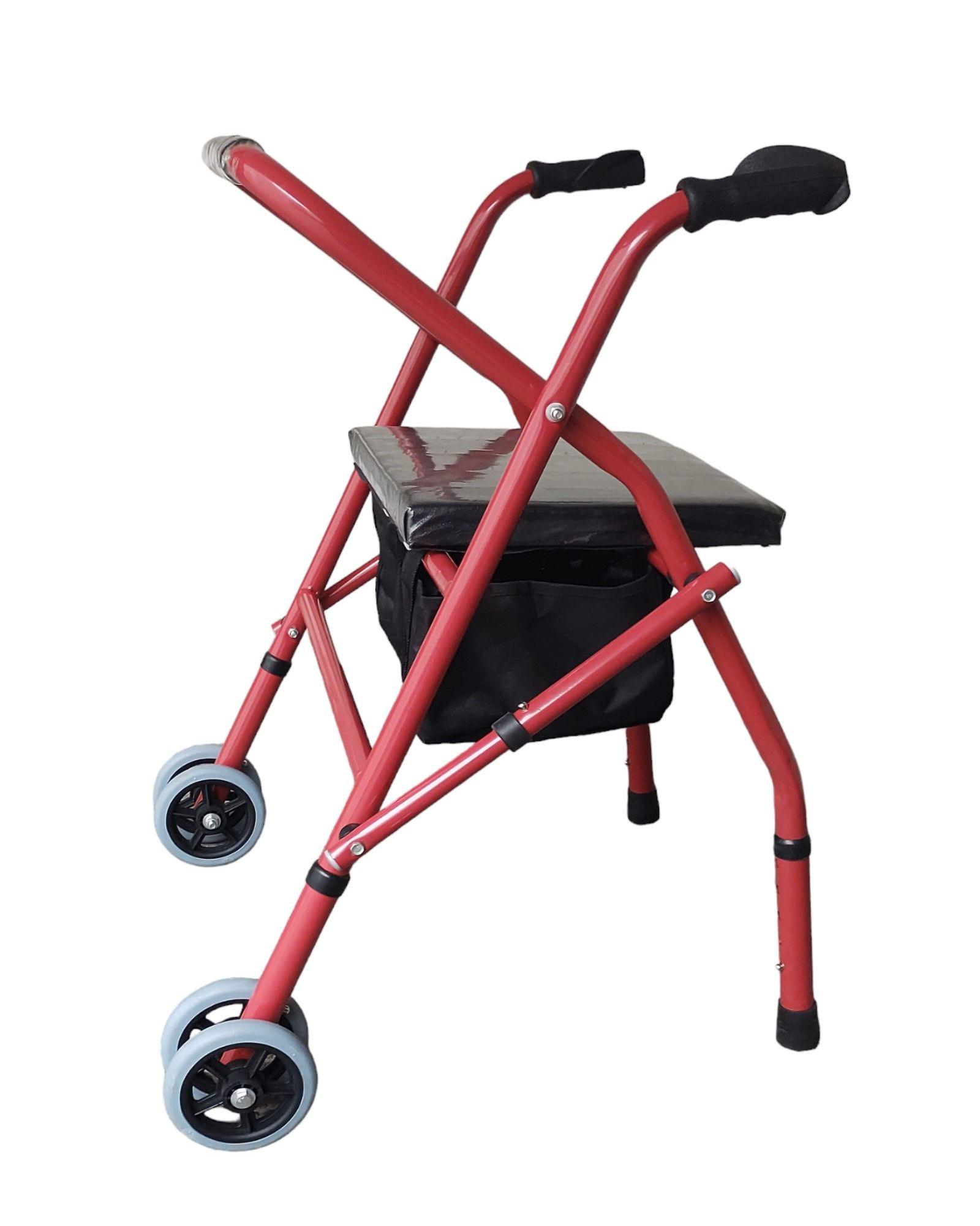 Andador Burrito Con Asiento Adulto Mayor Plegable + Bolso-3