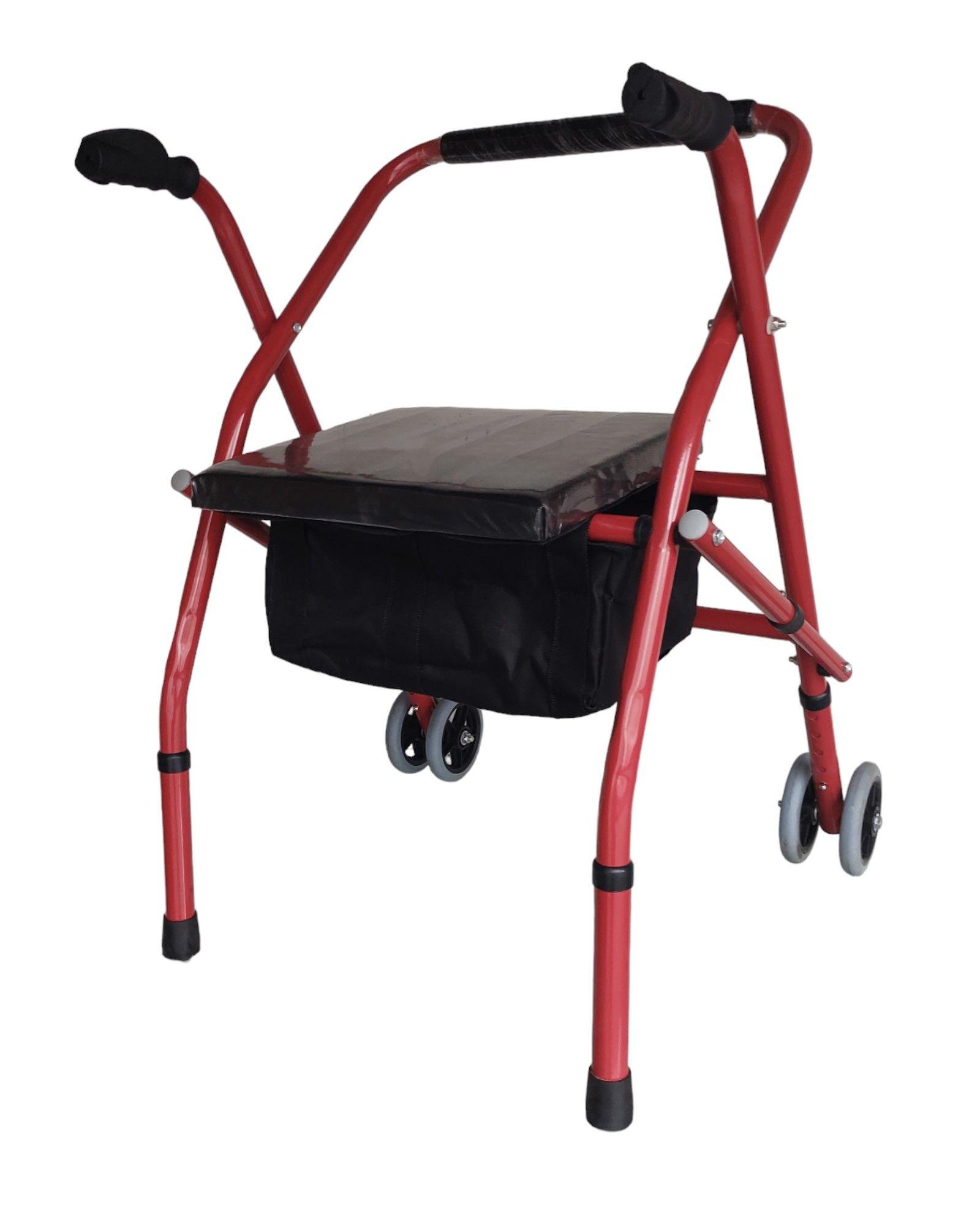 Andador Burrito Con Asiento Adulto Mayor Plegable + Bolso-6