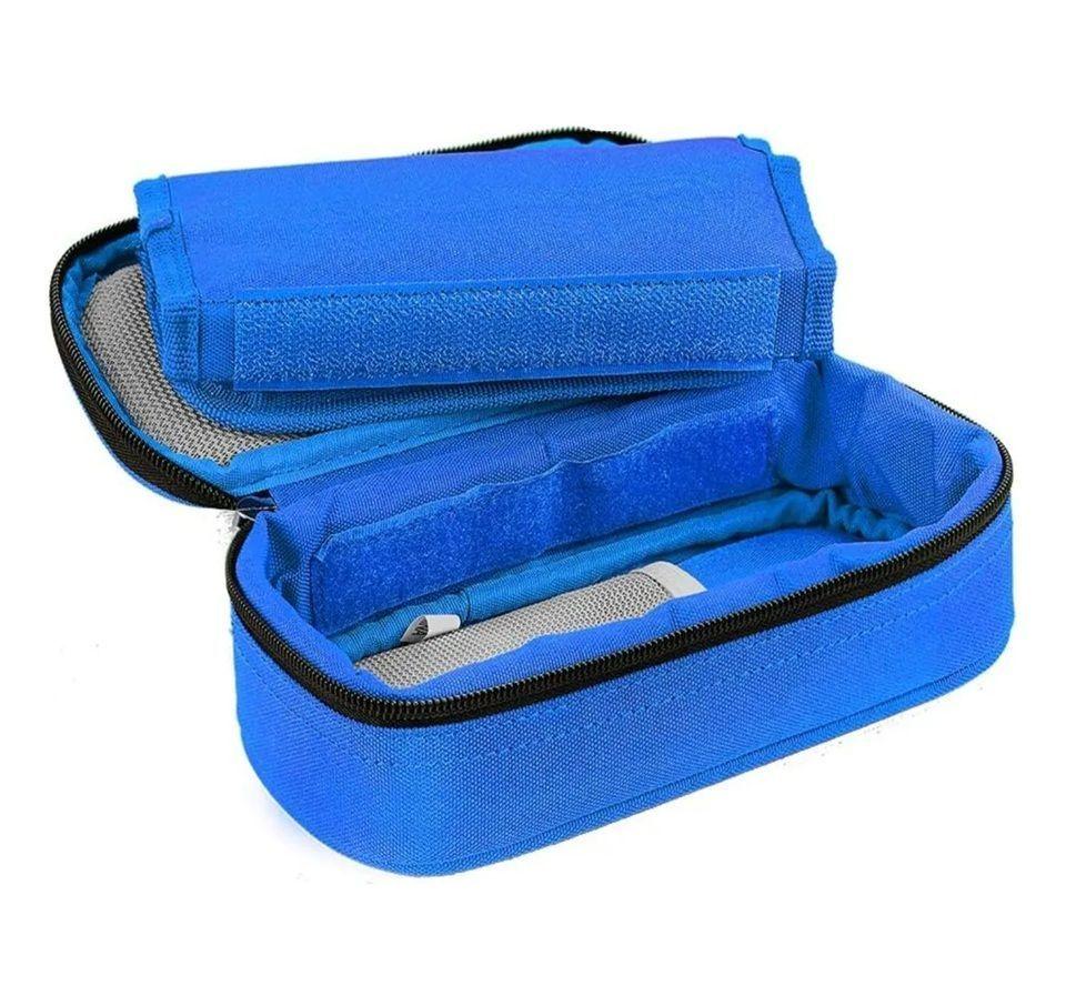 Bolso Estuche Para Viaje Porta Para Insulina Portátil Tela Azul-4