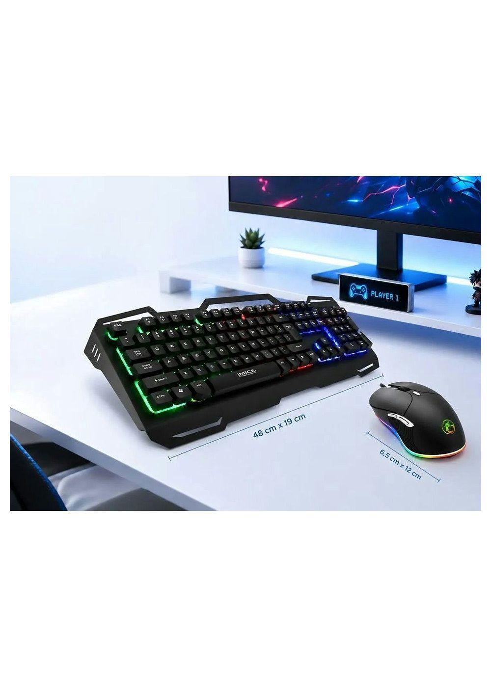 Kit Gamer Imice Teclado Ak-400 + Mouse X6 6400dpi+ Pad S Rgb-3