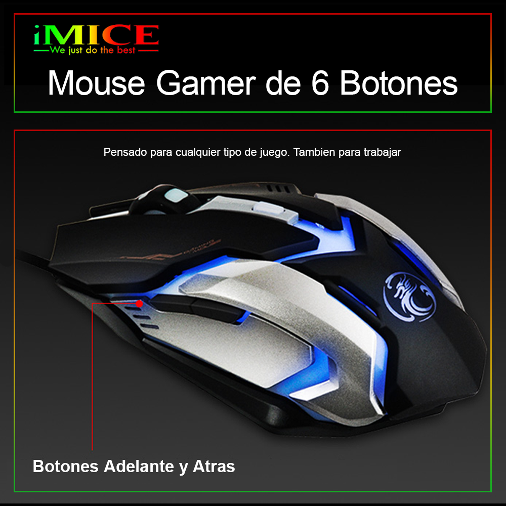Mouse Gamer Premium Imice V6 2400 Dpi Retroiluminado Usb-5