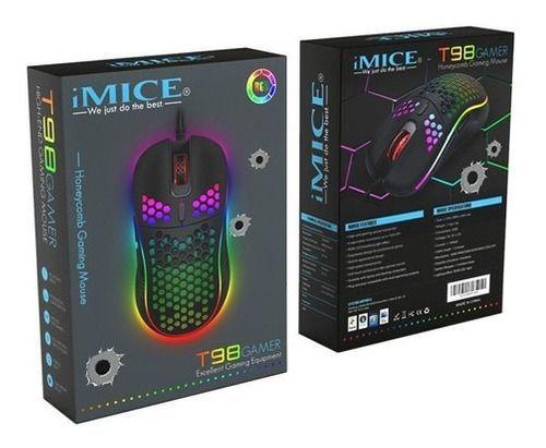 Mouse Gamer Premium Imice T98 Rgb 7200 Dpi Honeycomb Usb-4