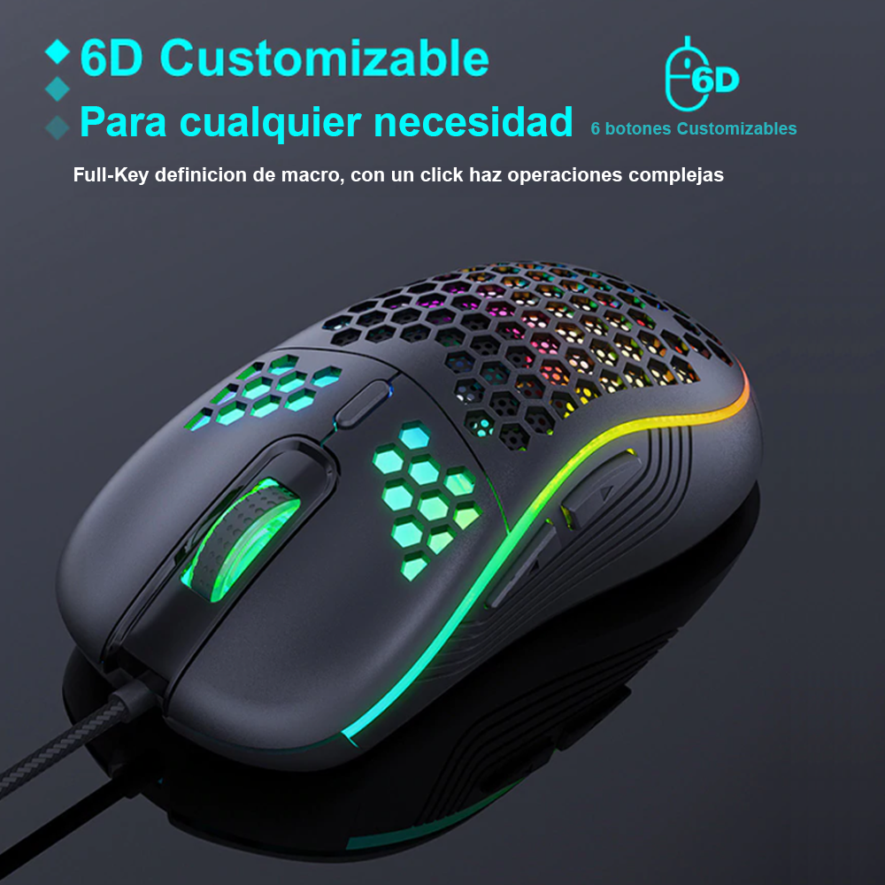 Mouse Gamer Premium Imice T98 Rgb 7200 Dpi Honeycomb Usb-5
