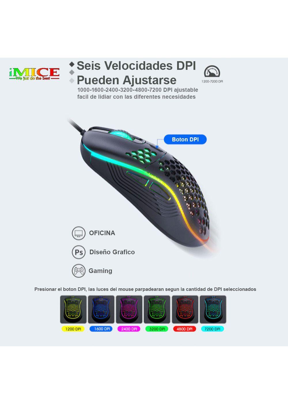 Mouse Gamer Premium T98 Rgb 7200 Dpi Honeycomb Usb-1