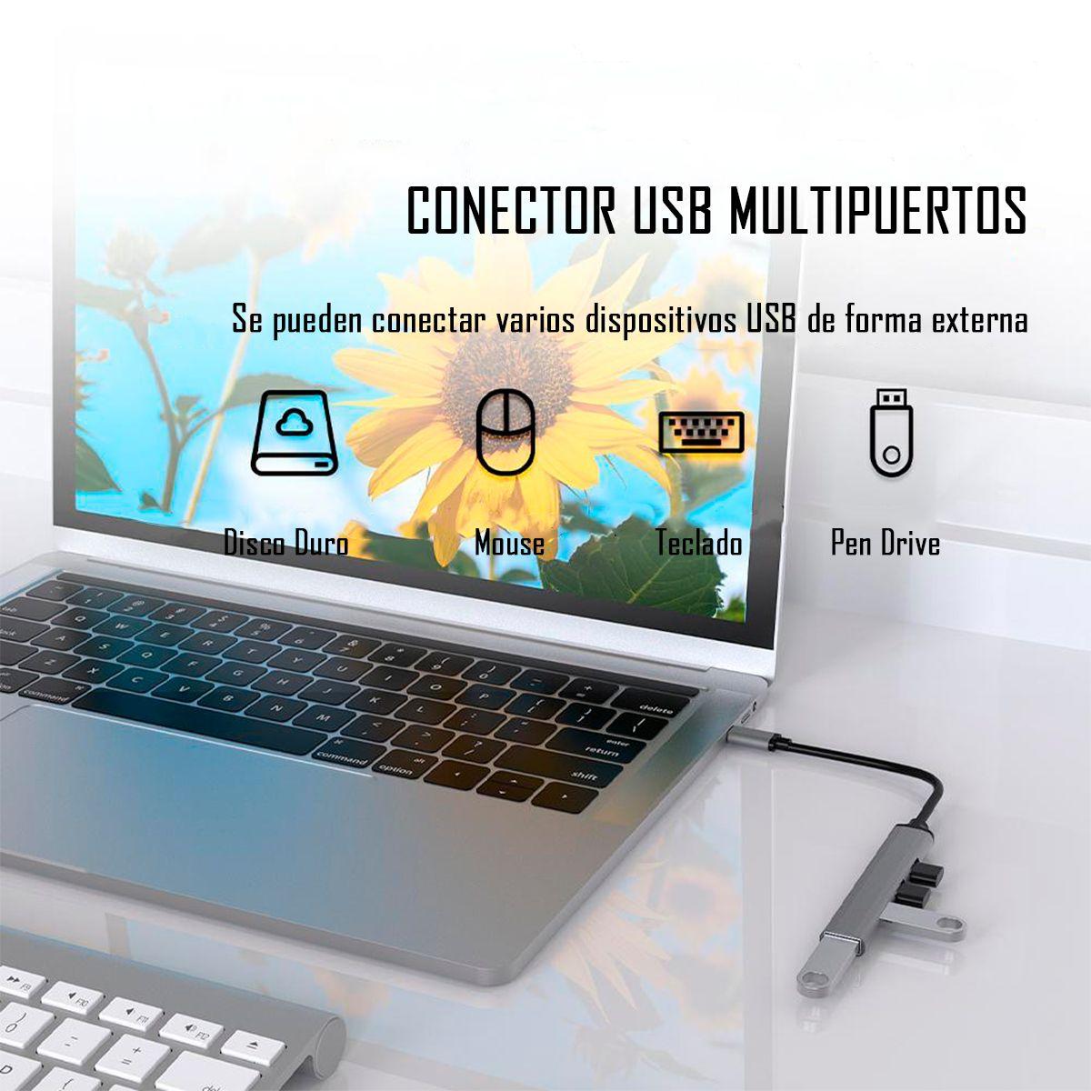 Adaptador Hub Yesido Hb17 4 En 1 De Tipo-c A Usb-3