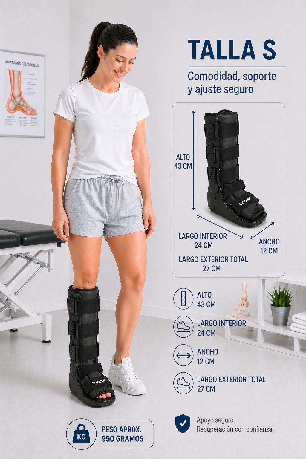 Bota Ortopédica Cam Walker Larga Premium Pie Adulto Oneder Talla S-1