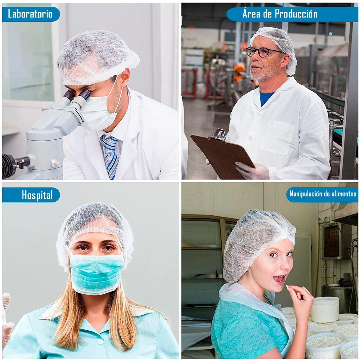 Gorro Clip Cofias Plisadas Desechables Doble Elástico X 100-5