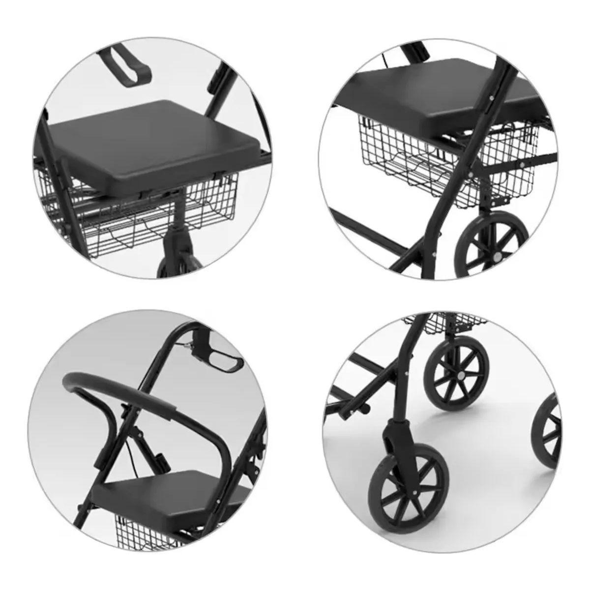 Andador Burrito Ortopedico Con Asiento 4 Ruedas Plegable-3