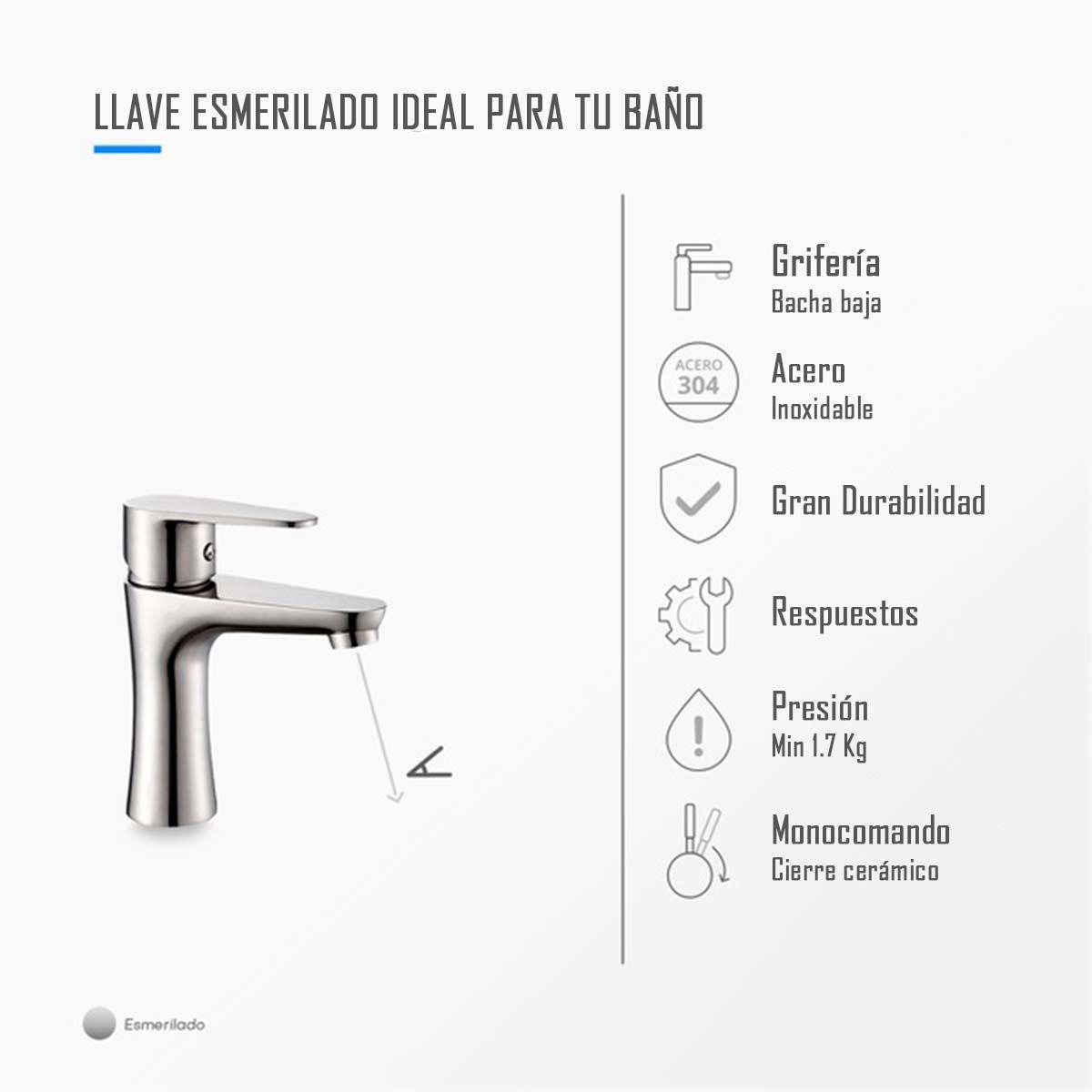 Llave Grifería Lavamanos Simple Baño Plateado Frio Caliente Tap 11-2