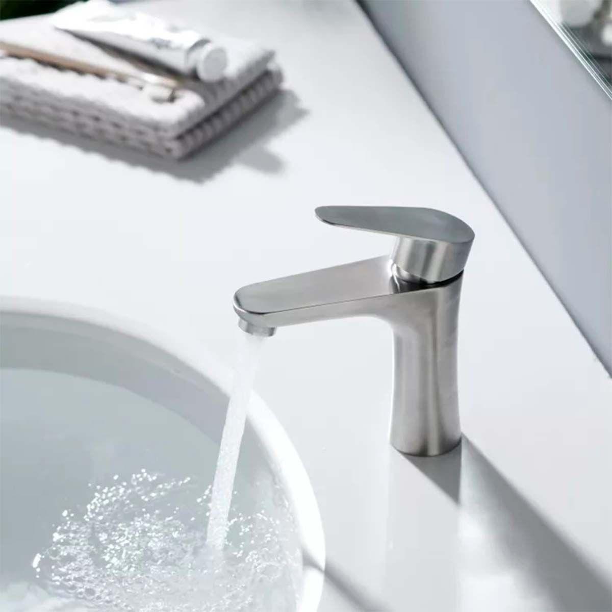 Llave Grifería Lavamanos Simple Baño Plateado Frio Caliente Tap 11-7