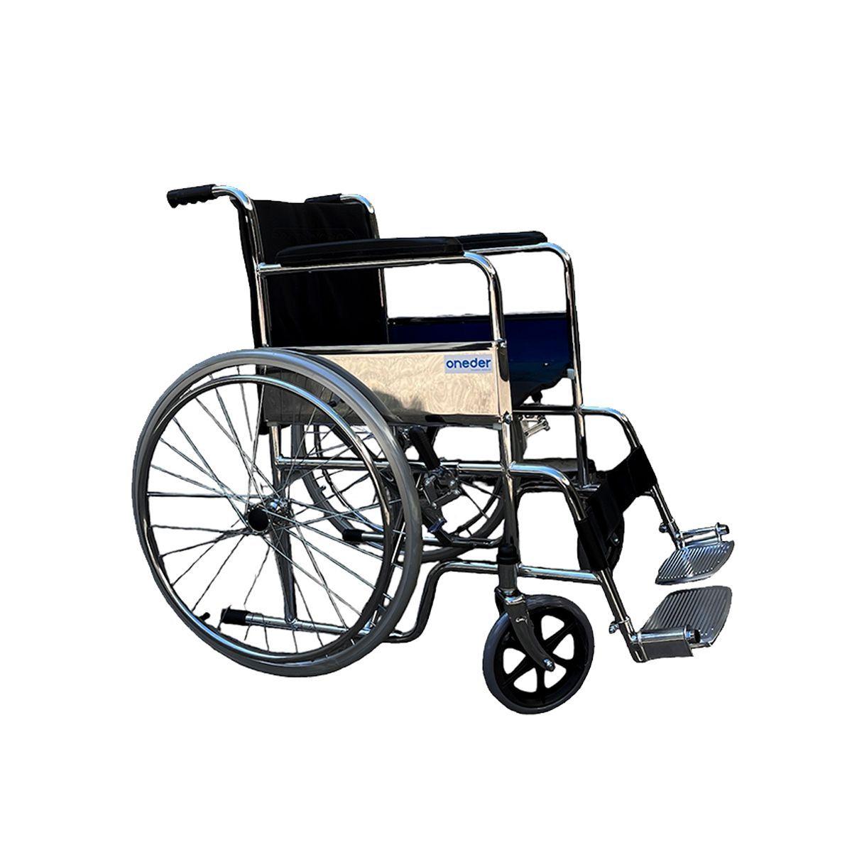 Silla De Ruedas, Ruedas Macizas, Plegable Cromada Oneder-0