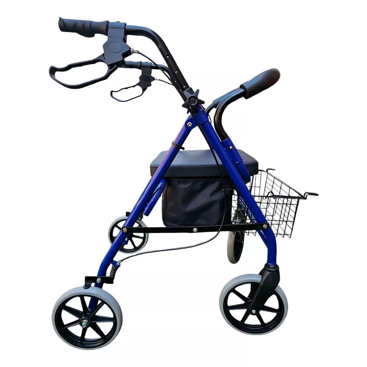 Andador Burrito 4 Ruedas Ortopedico Con Bolso Canasto Freno 3004B-4