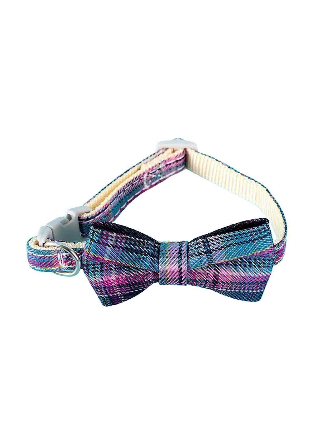 Collar Para Mascotas Estilo Cuadro Con Lazo Gatos Y Perros Violeta-0