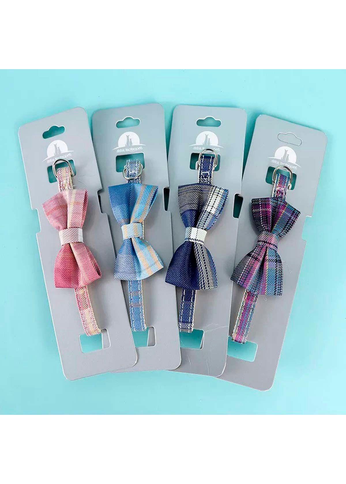 Collar Para Mascotas Estilo Cuadro Con Lazo Gatos Y Perros Violeta-1