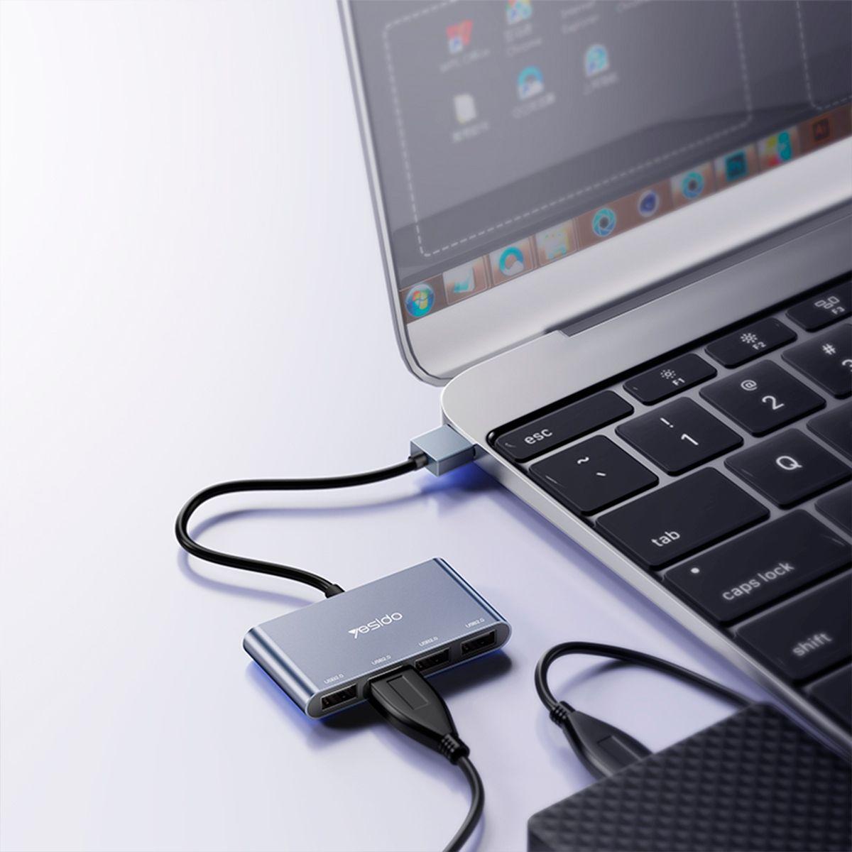 Adaptador Hub Yesido Hb12 4 En 1 De Usb A Usb-2