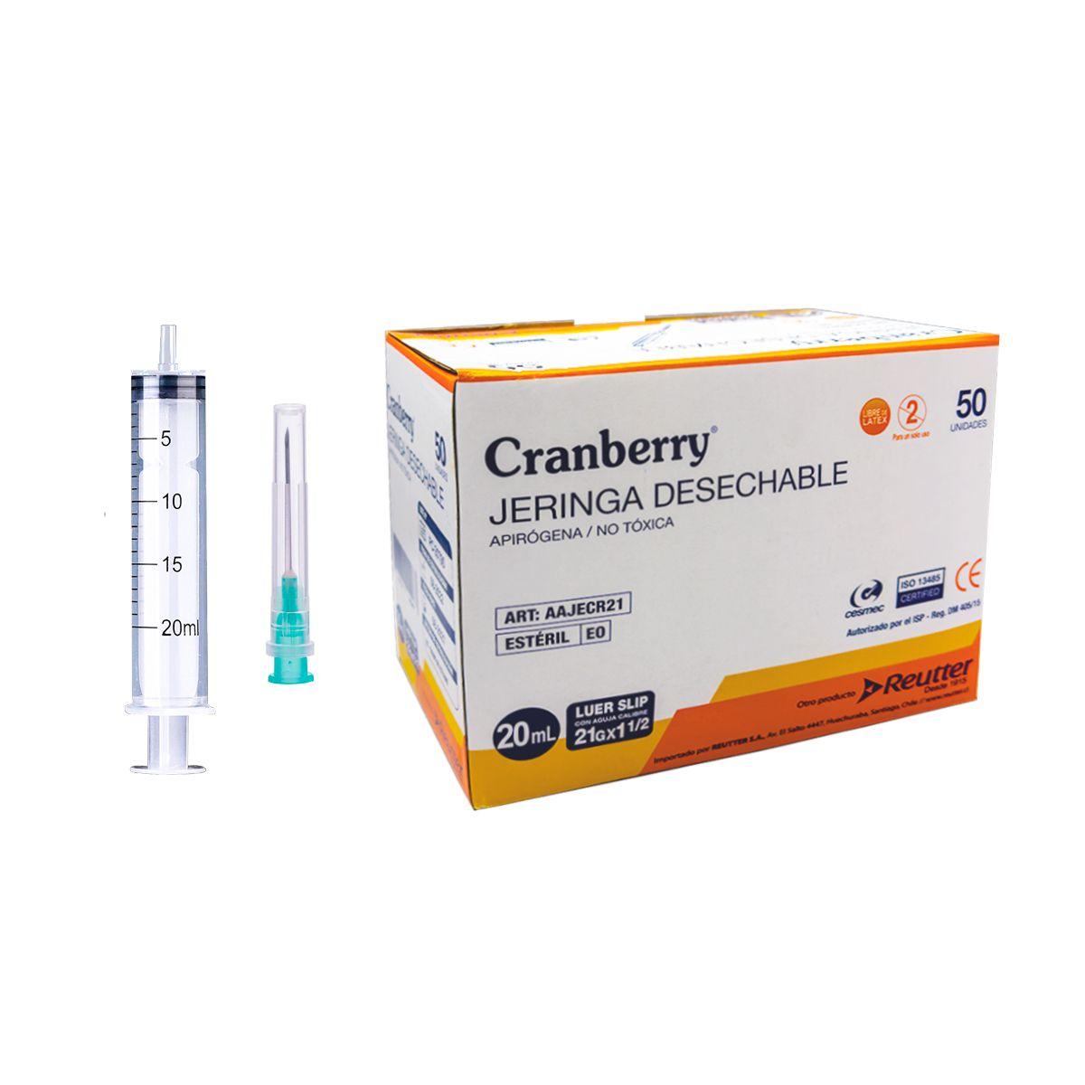 Jeringa Con Aguja Luer Slip 20ml 21gx1 1/2 - 50 Unds-0