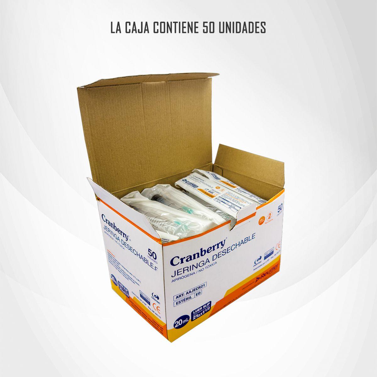 Jeringa Con Aguja Luer Slip 20ml 21gx1 1/2 - 50 Unds-1