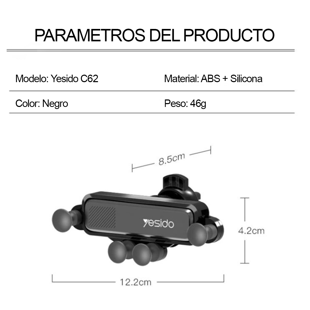 Soporte Celular Auto Car Holder Moderno Yesido C62 Premium-2