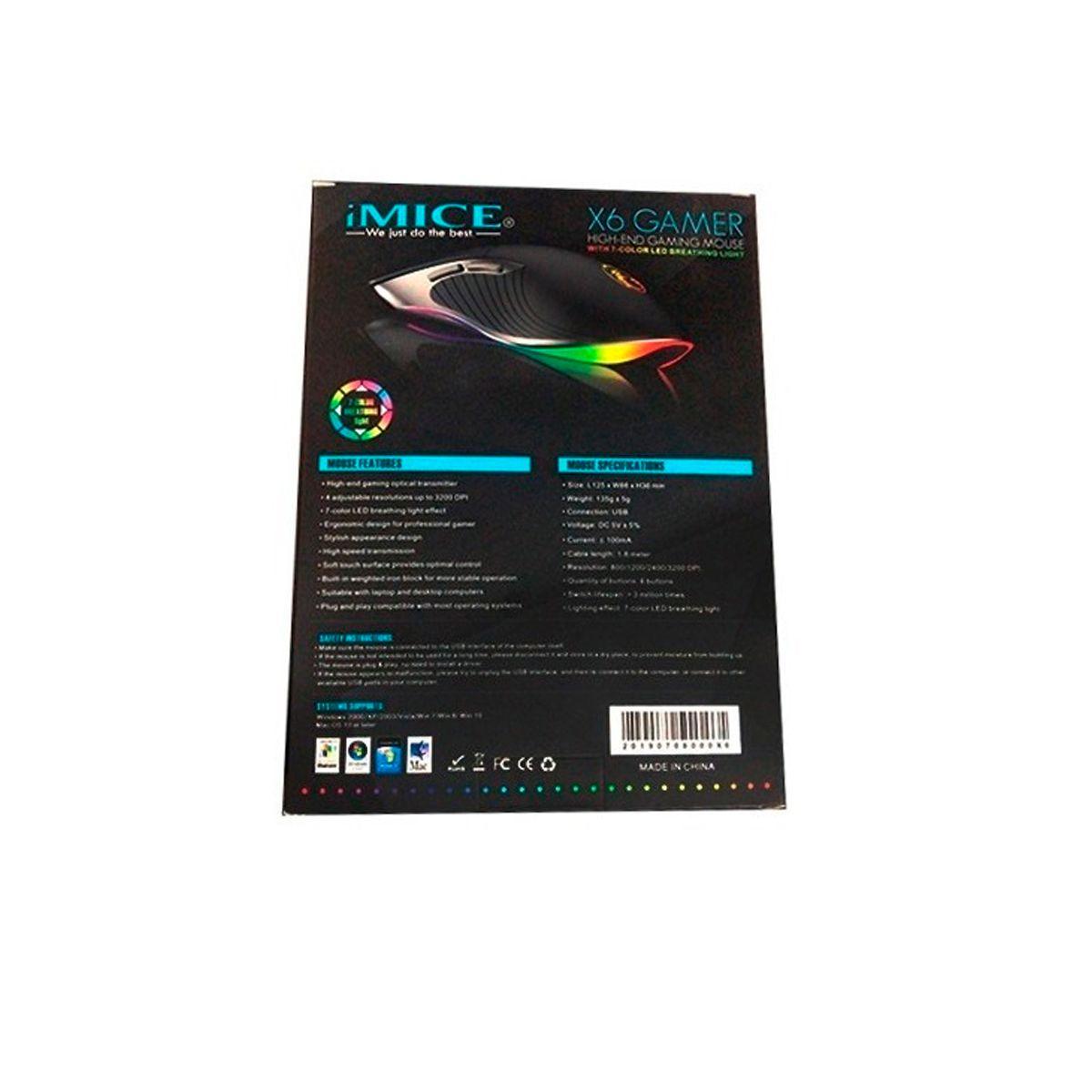 Mouse Gamer Premium Imice X6 6400 Dpi Retroiluminado-2