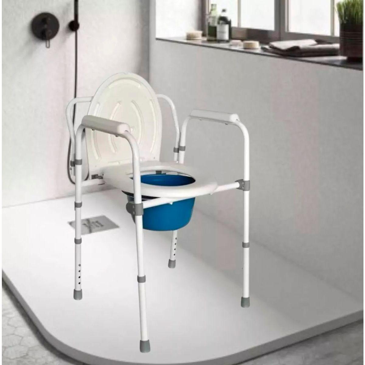 Baño Wc Plegable Inodoro Portatil Altura Regulable Con Balde 6001A-2