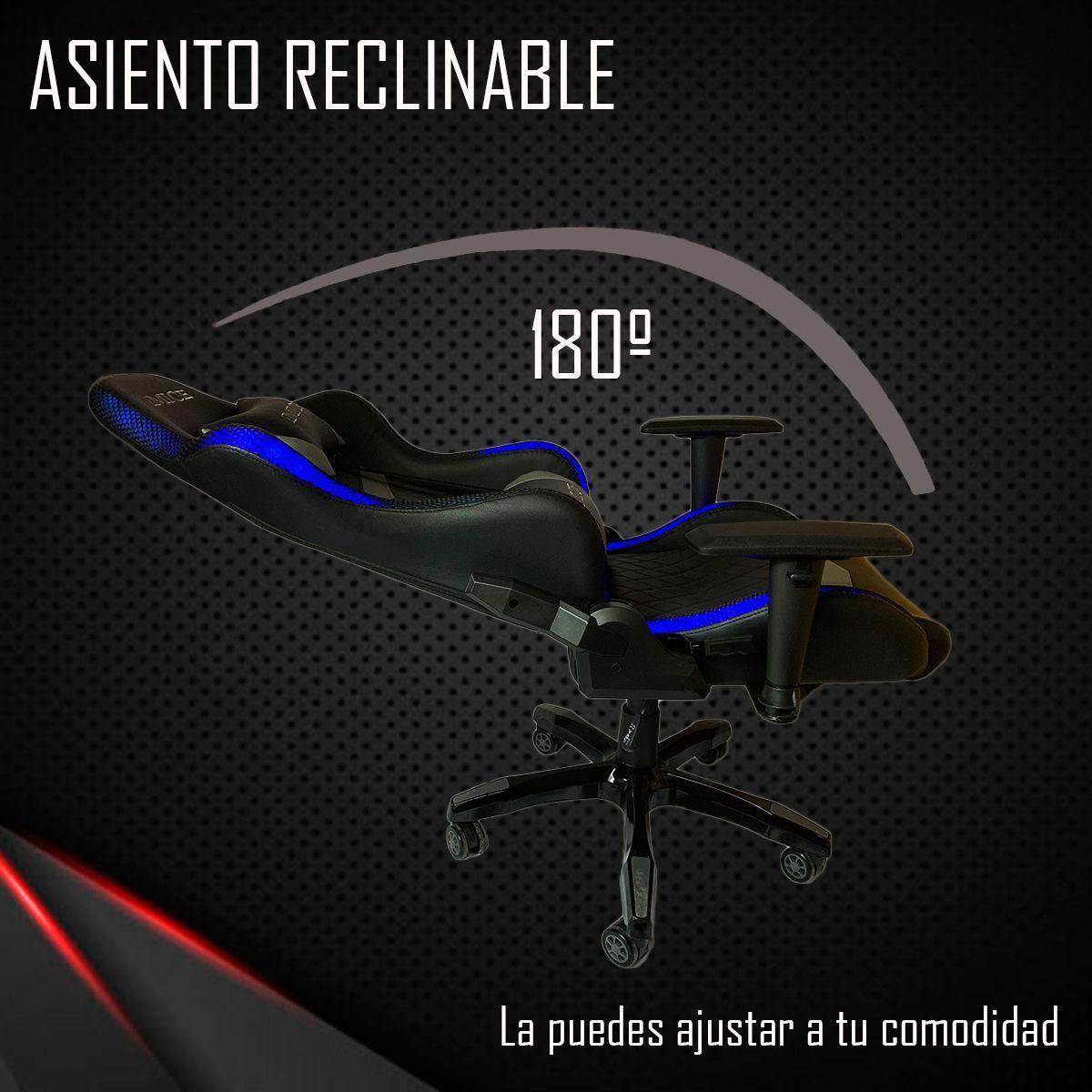 Silla Gamer Profesional Imice Retroiluminada Rgb + Control Azul-4