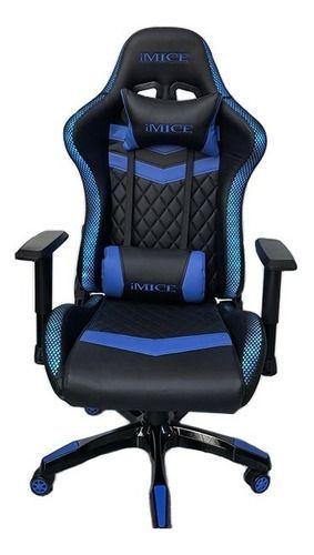 Silla Gamer Profesional Imice Retroiluminada Rgb + Control Azul-0