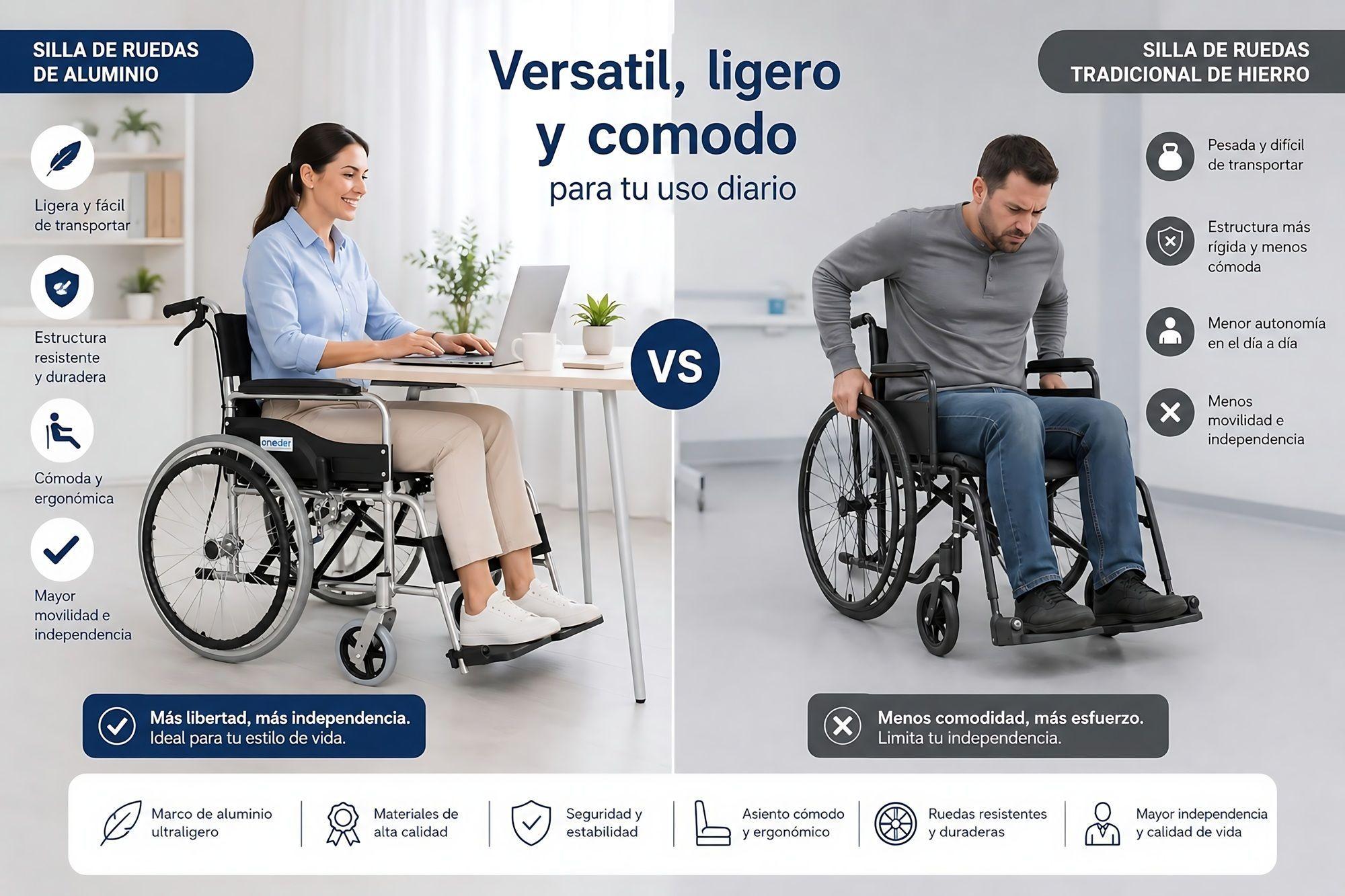 Silla De Ruedas Aluminio Liviana Plegable Doble Freno Oneder-2