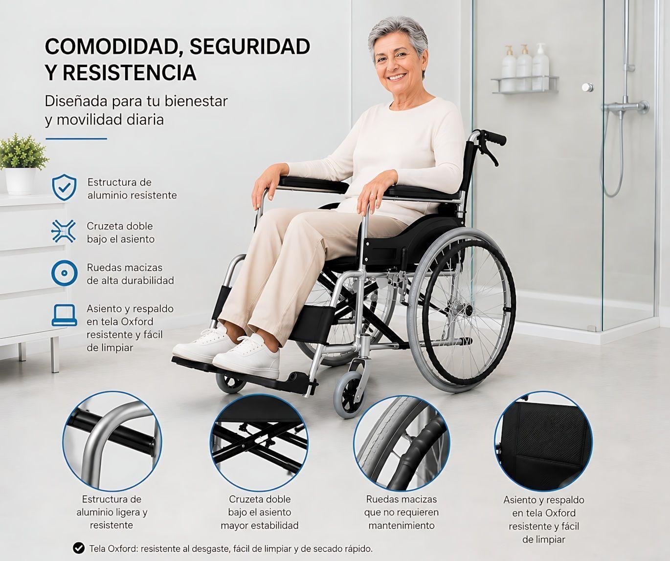 Silla De Ruedas Aluminio Liviana Plegable Doble Freno Oneder-4