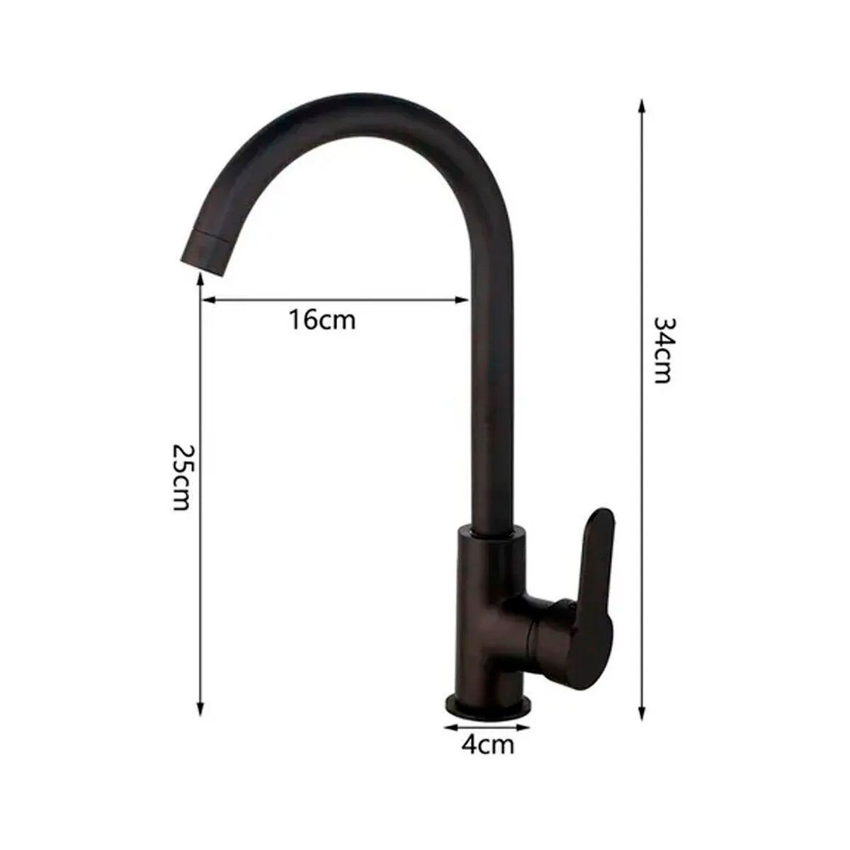 Llave Grifería Lavaplatos Cuello Tipo Cisne Negro Monomando Tap22-3