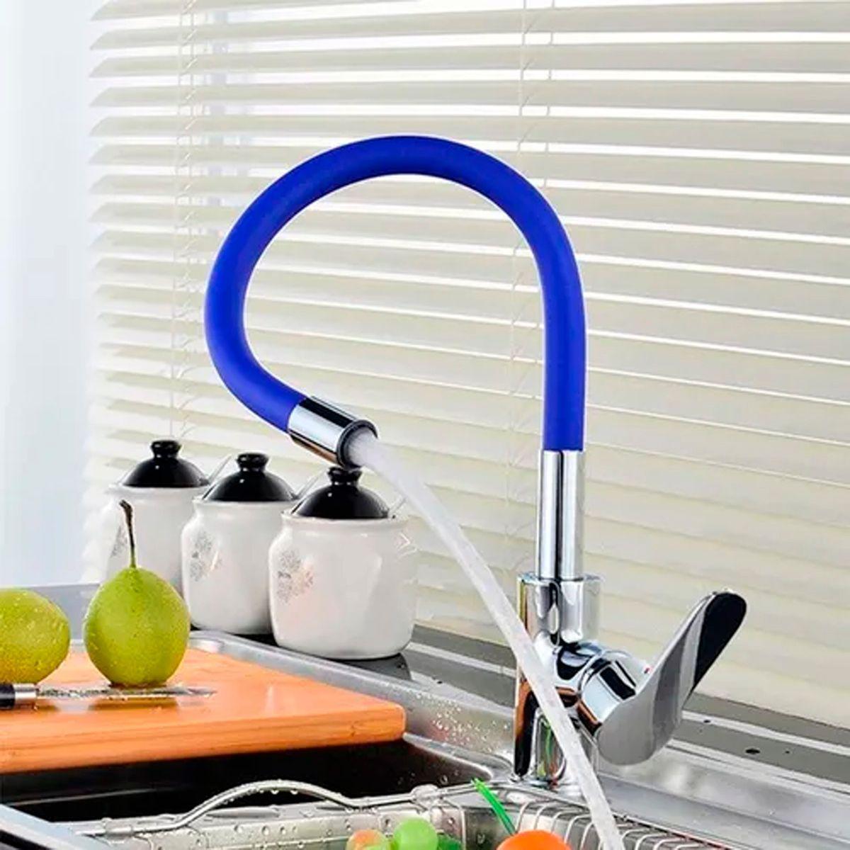 Llave Griferia Lavaplatos Cuello Cisne Flexible Tap 16 Azul-2