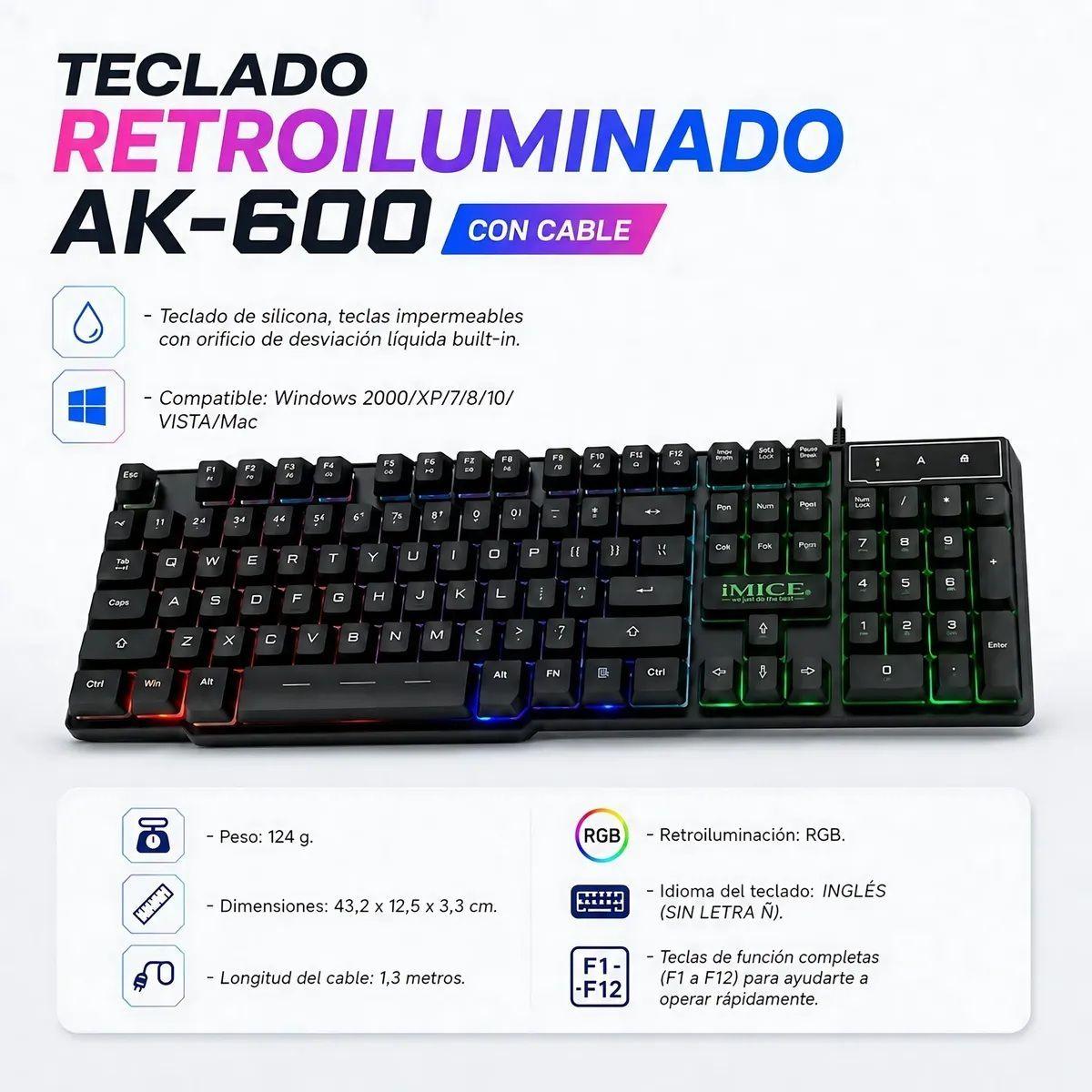 Kit Gamer Imice 4 En 1 Gk-470 Teclado Mouse Audífonos Y Pad-2