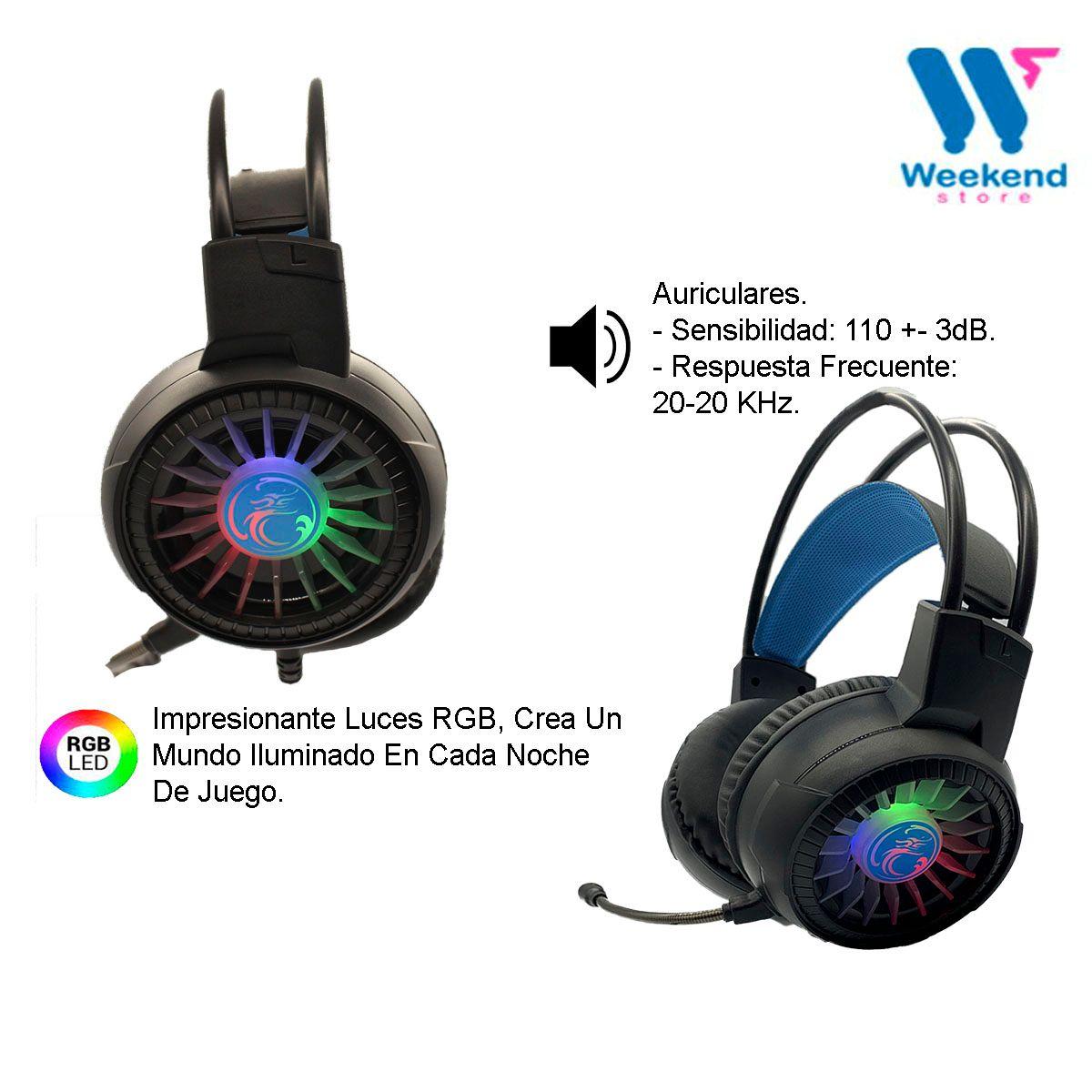 Audifonos USB Con Micrófono Gamer Apedra HD-490 USB Con Luz RGB-2