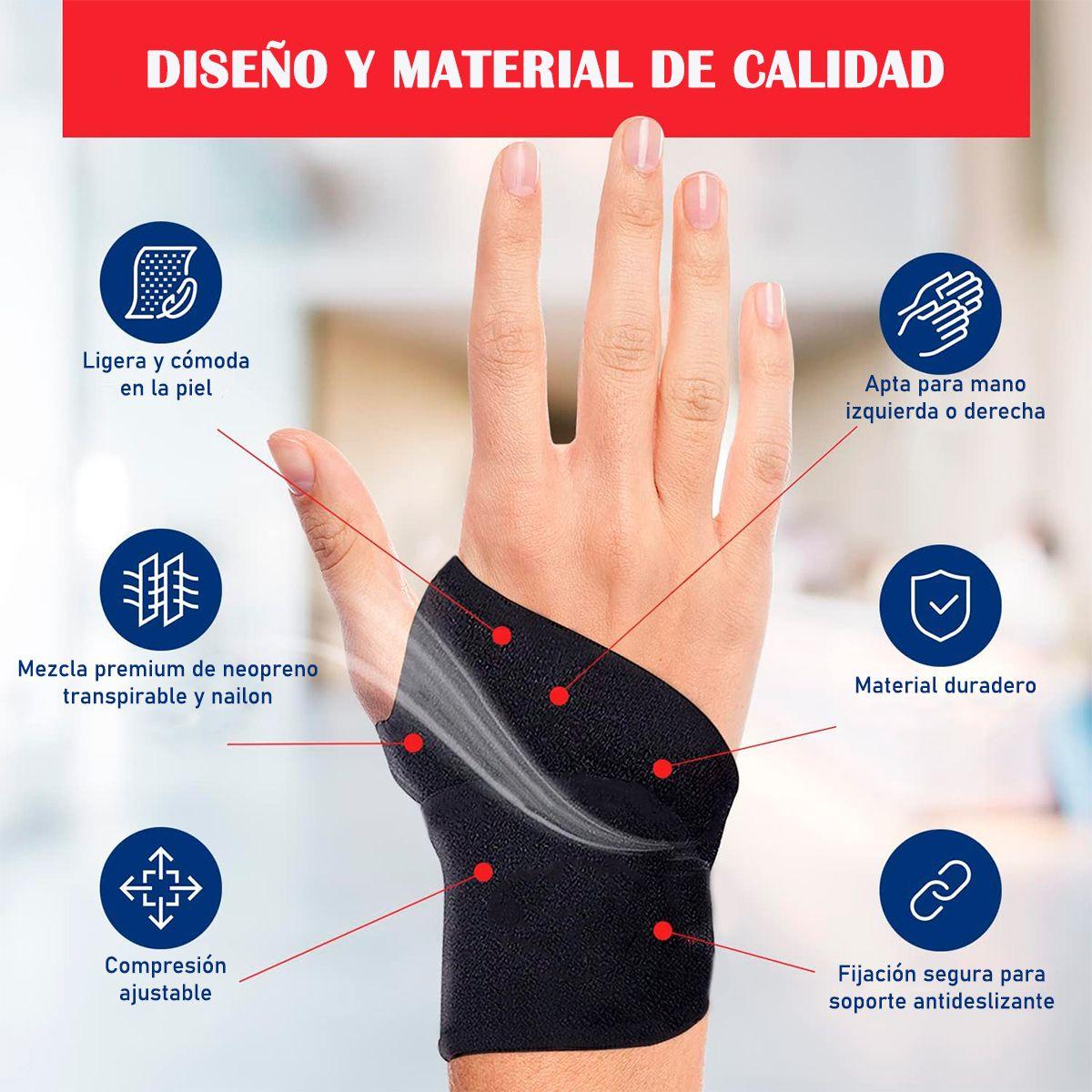 Venda Muñequera Elástica Ortopédica Compresión Muñeca Mano-4