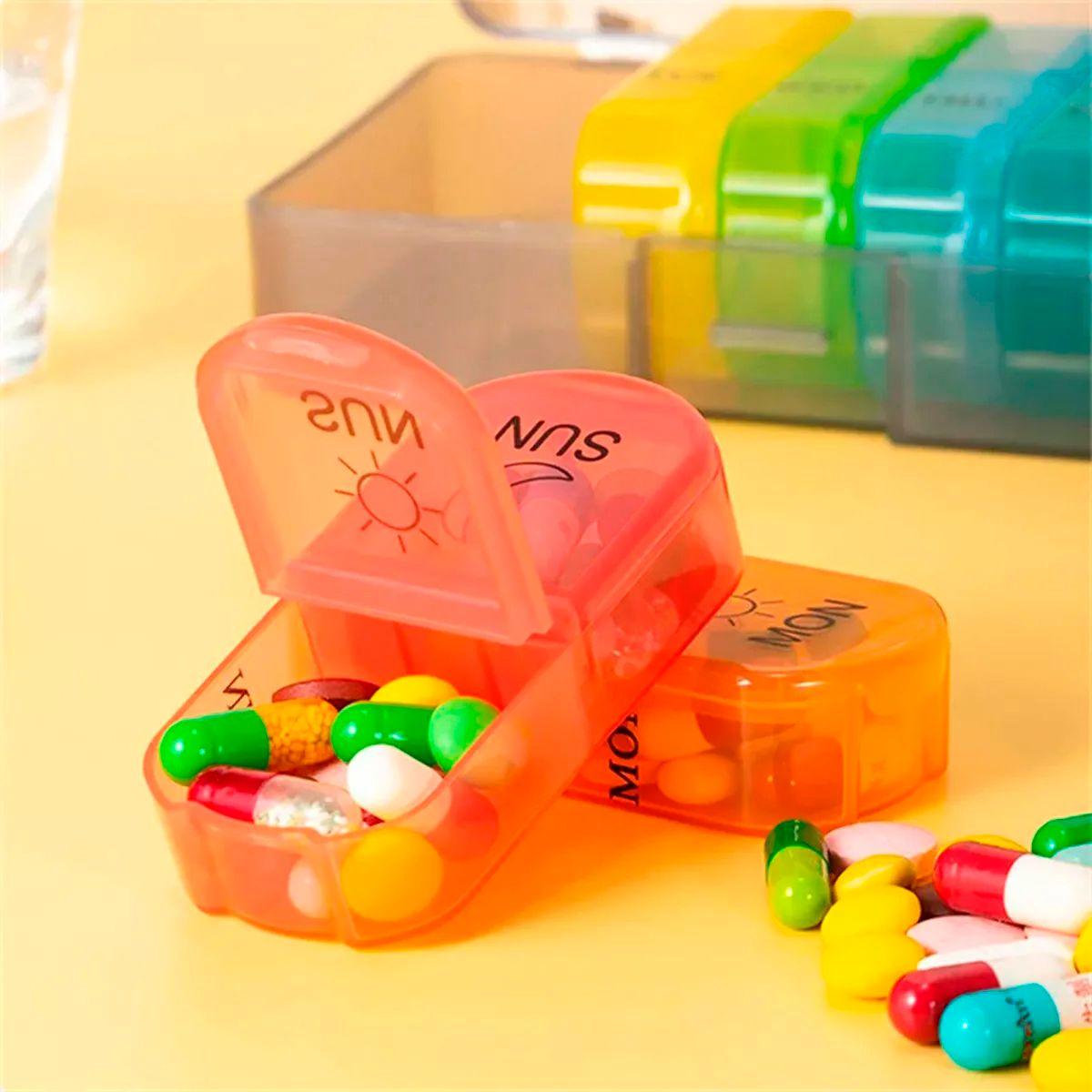 Pastillero Semanal Organizador Portátil De 2 Tomas - 7 Dias-4