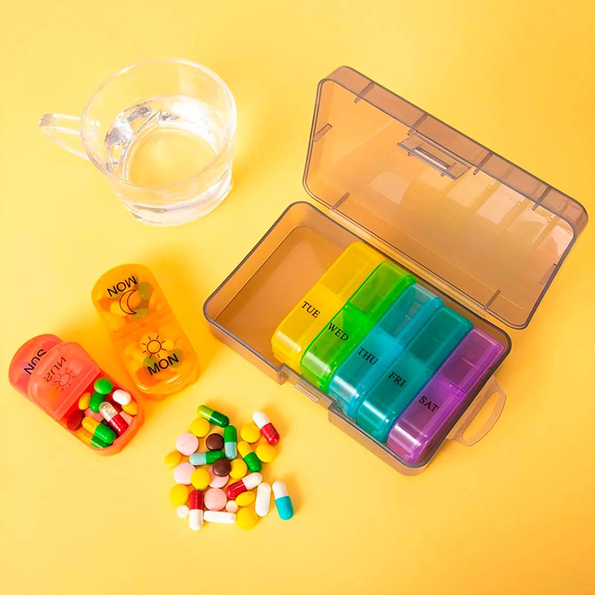 Pastillero Semanal Organizador Portátil De 2 Tomas - 7 Dias-5
