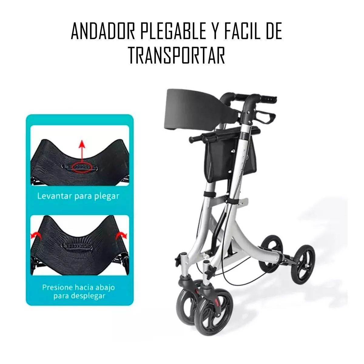 Andador Ortopédico 4 Ruedas Plegable Con Asiento Y Canasto 1005E-3