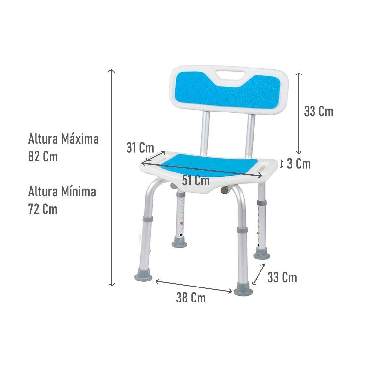 Silla De Ducha Baño Aluminio Base Reforzada Y Antideslizante 201D-1-4