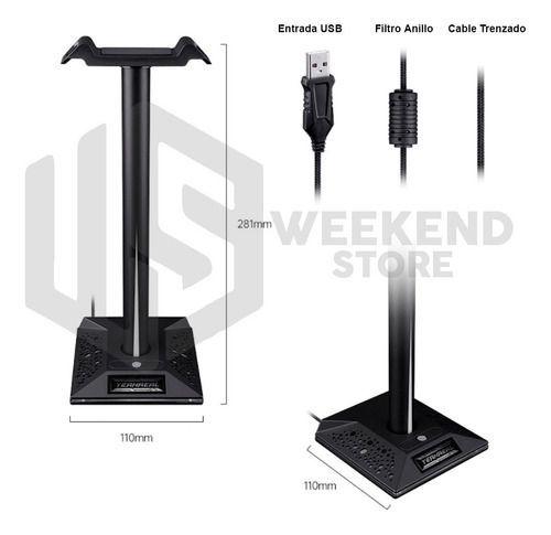 Base Stand Para Audifonos Headset Gamer Rgb Hub 2 Usb -4